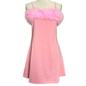 Sugar Thrillz Dress Mini M Flirty N’ Thriving Marabou Pink Feathers